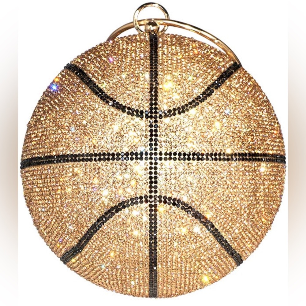 Gold Embellished Basketball Top Handle Bag